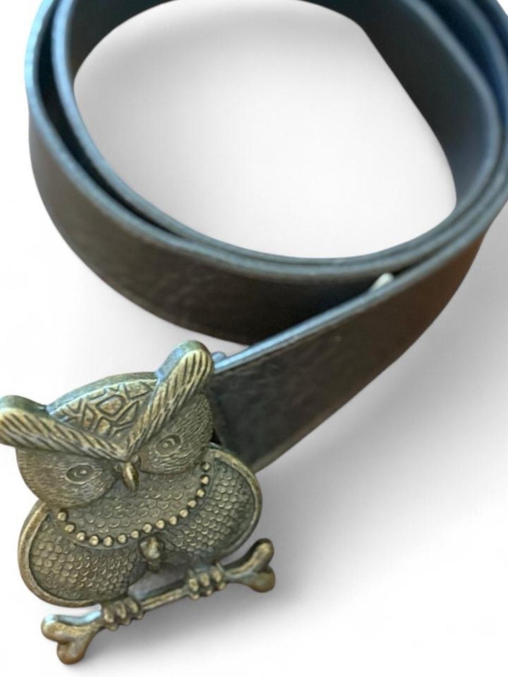 No Boundaries Brown Belt with Antique Brass Owl Buckle Sz XL